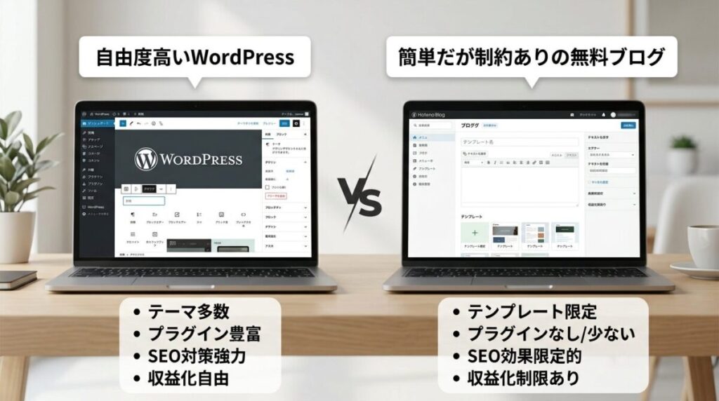 WordPressと無料ブログ比較のイメージ画像