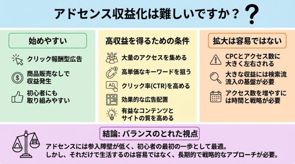 アドセンスの収益化は難しいのかのイメージ画像
