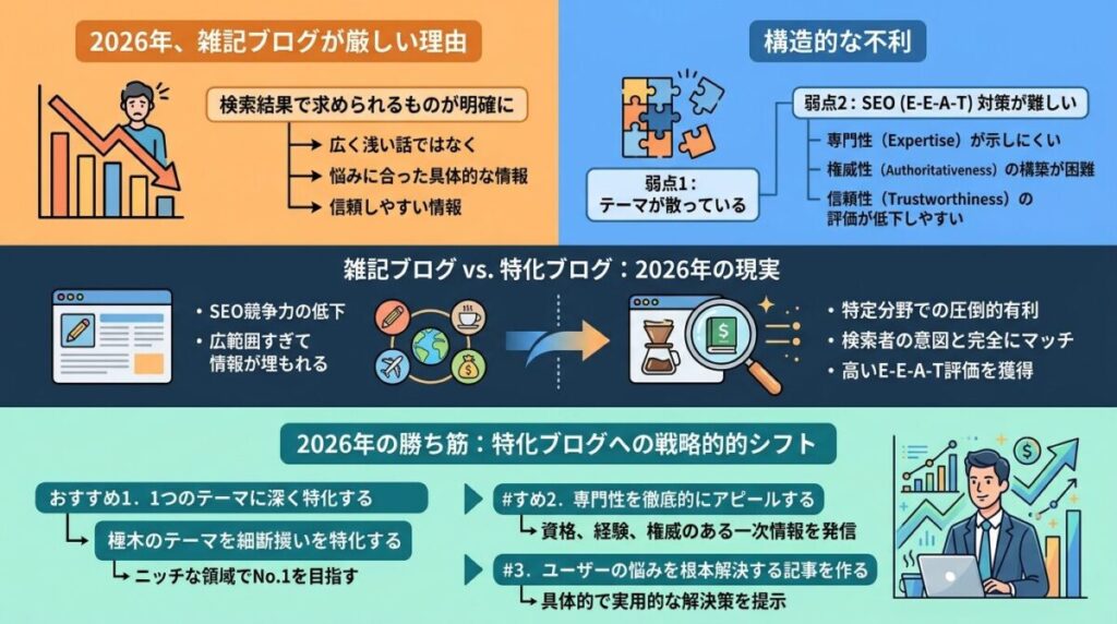 2026年に雑記ブログが厳しくなった理由のイメージ画像