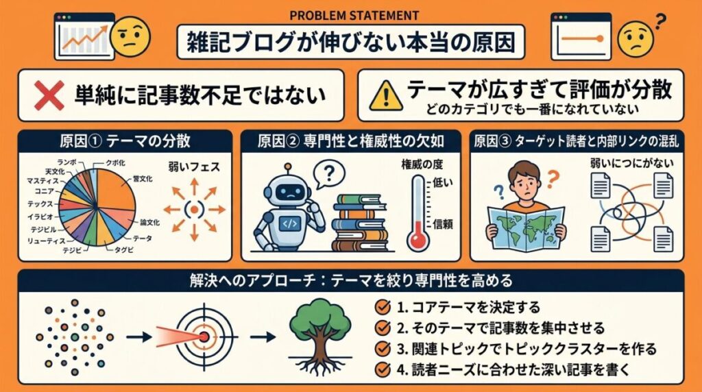 伸びない原因とSEOの問題点のイメージ画像