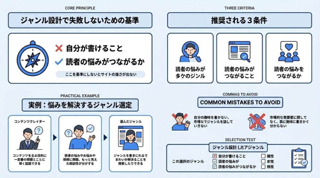 ブログの雑記で失敗しないジャンル設計の考え方のイメージ画像