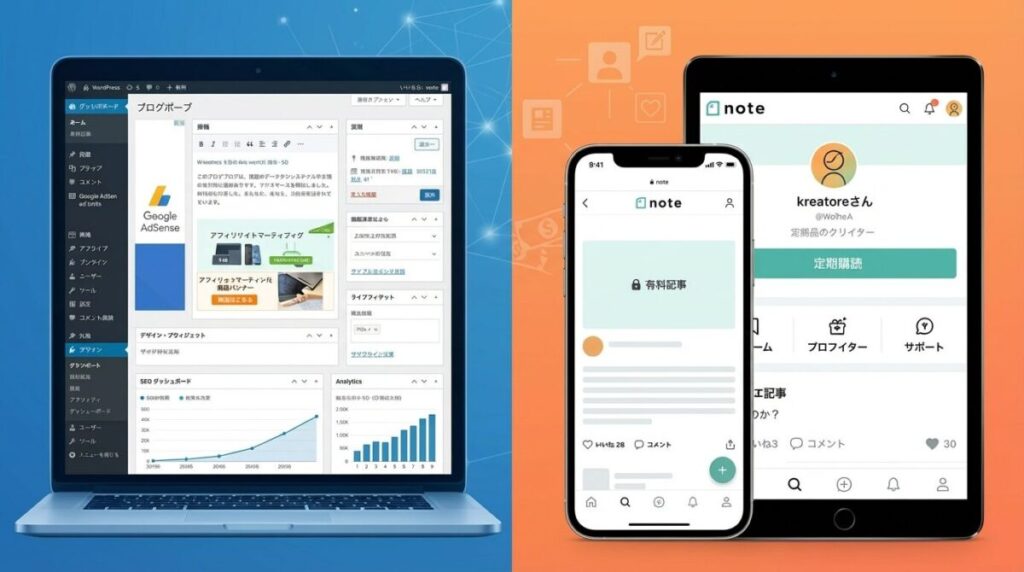 ブログとnoteの違いと収益化のイメージ画像