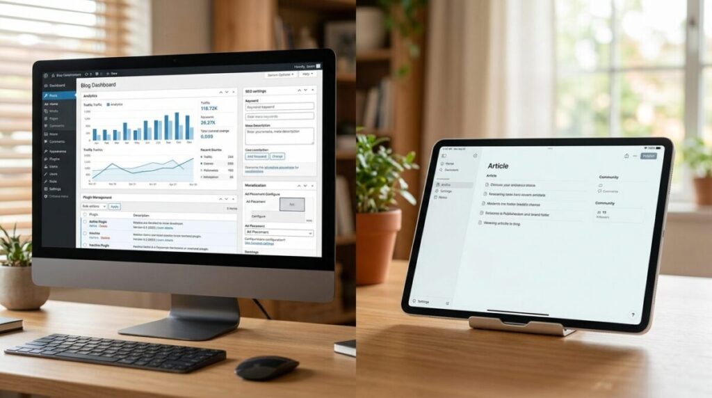 WordPressとnote比較のイメージ画像