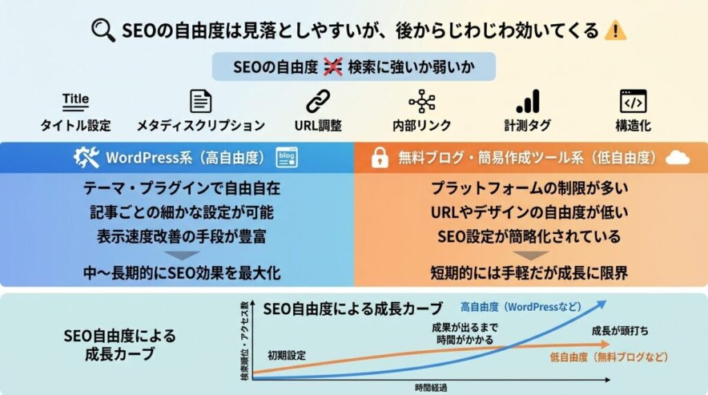 SEO自由度と設定項目の違いのイメージ画像