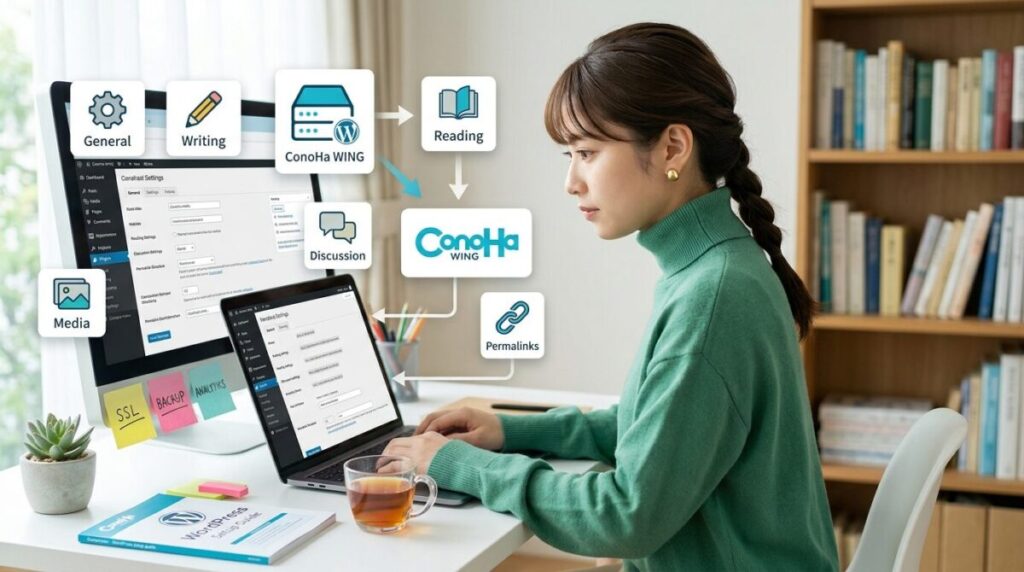 ConoHa WINGのブログの始め方|開設後の初期設定のイメージ画像