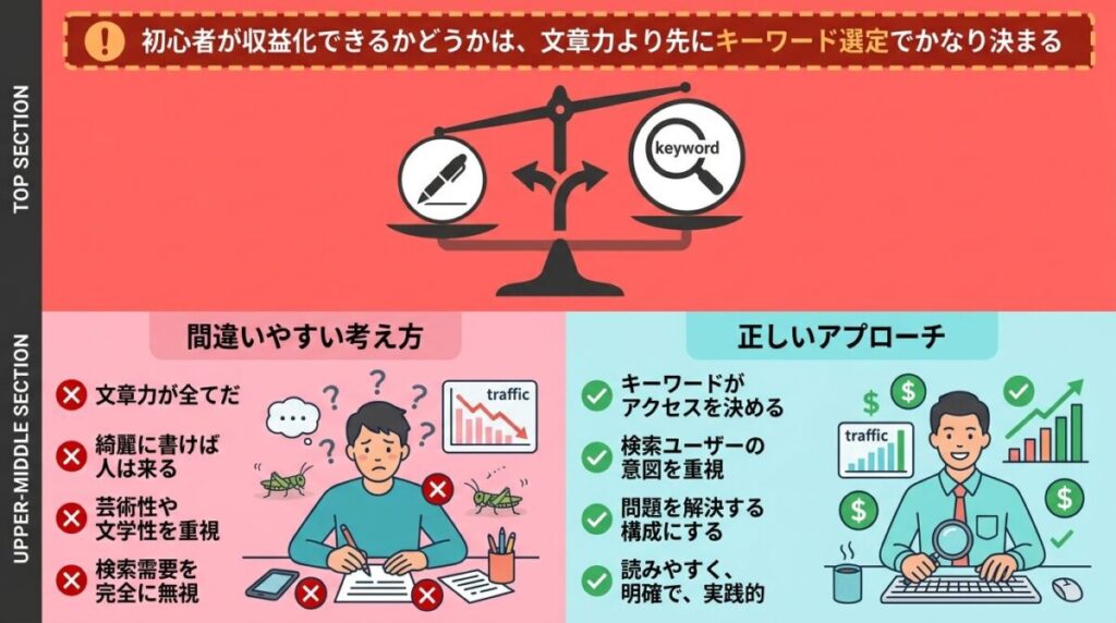 キーワード選定が収益を左右するのイメージ画像