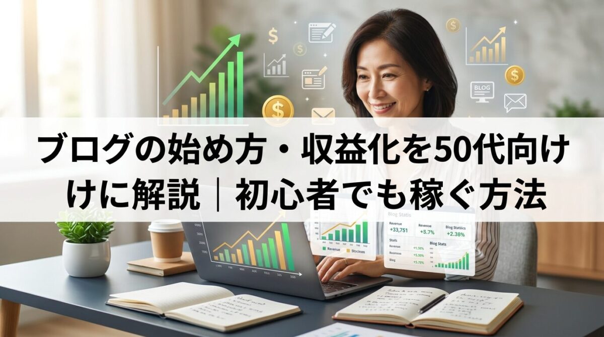 ブログの始め方・収益化を50代向けに解説｜初心者でも稼ぐ方法のイメージ画像