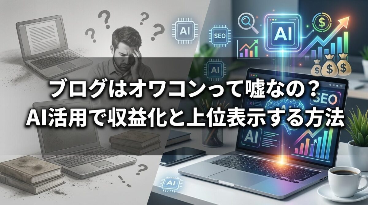 ブログはオワコンって嘘なの？AI活用で収益化と上位表示する方法のイメージ画像