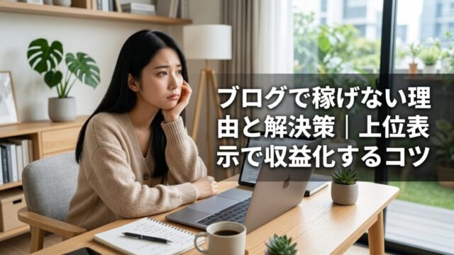 ブログで稼げない理由と解決策｜上位表示で収益化するコツのイメージ画像