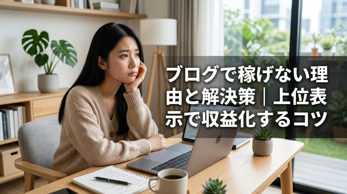 ブログで稼げない理由と解決策｜上位表示で収益化するコツのイメージ画像