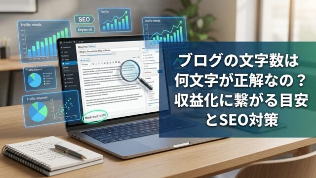 ブログの文字数は何文字が正解なの？収益化に繋がる目安とSEO対策のイメージ画像
