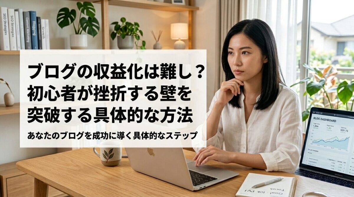 ブログの収益化は難しい？初心者が挫折する壁を突破する具体的な方法のイメージ画像