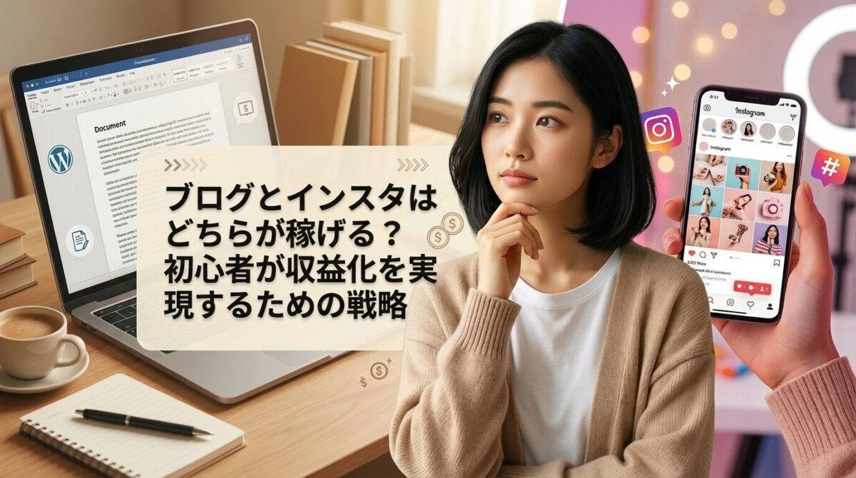 ブログとインスタはどちらが稼げる？初心者が収益化を実現するための戦略のイメージ画像