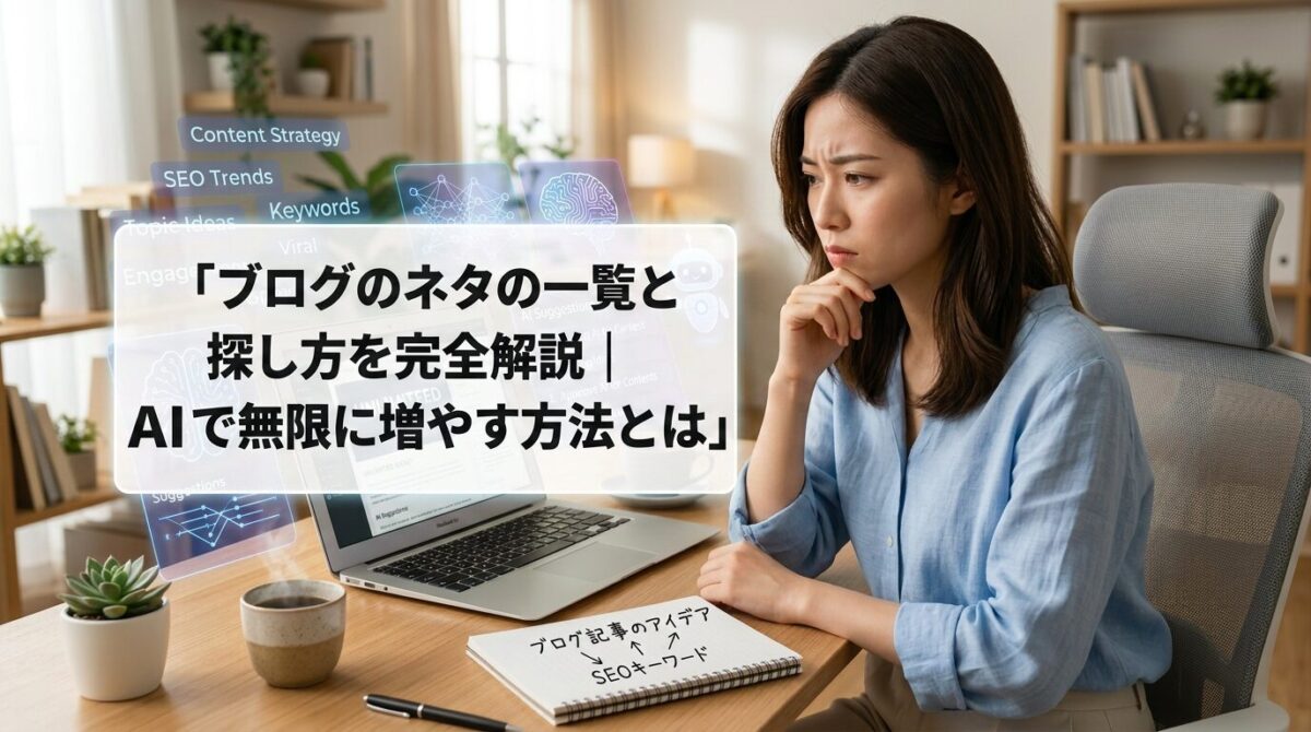 ブログのネタの一覧と探し方を完全解説|AIで無限に増やす方法とはのイメージ画像